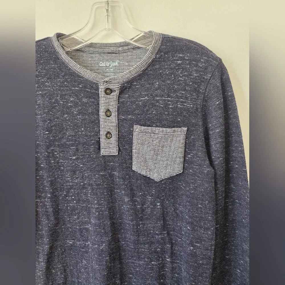 Boys Size XL 16 Henley Shirt Cat & Jack Gray Thermal Long Sleeve Autumn School